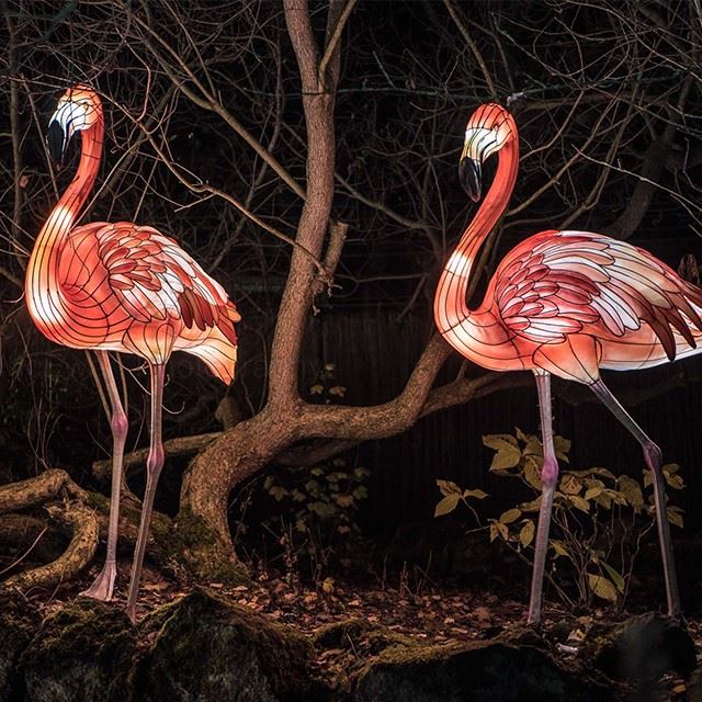 Outdoor Flamingo Lantern